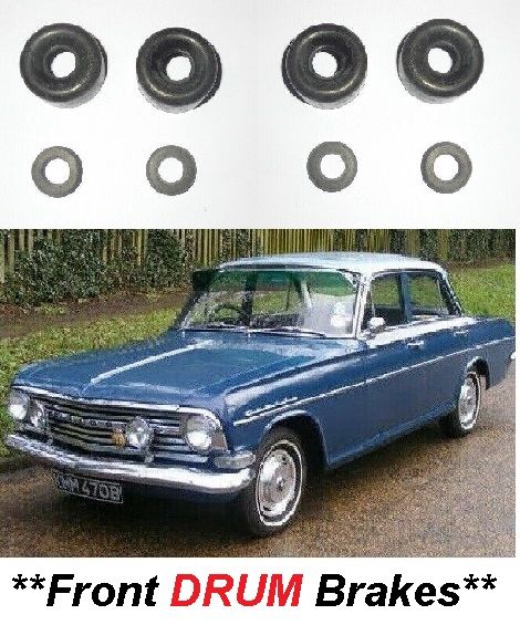 FRONT BRAKE WHEEL CYLINDER REPAIR SEALS KITS x4 (Vauxhall Velox PB) (2.6 Litre) (**1962- 64 Only**)  